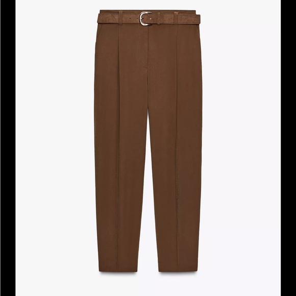 Zara brown belted flowy pants - Picture 5 of 7